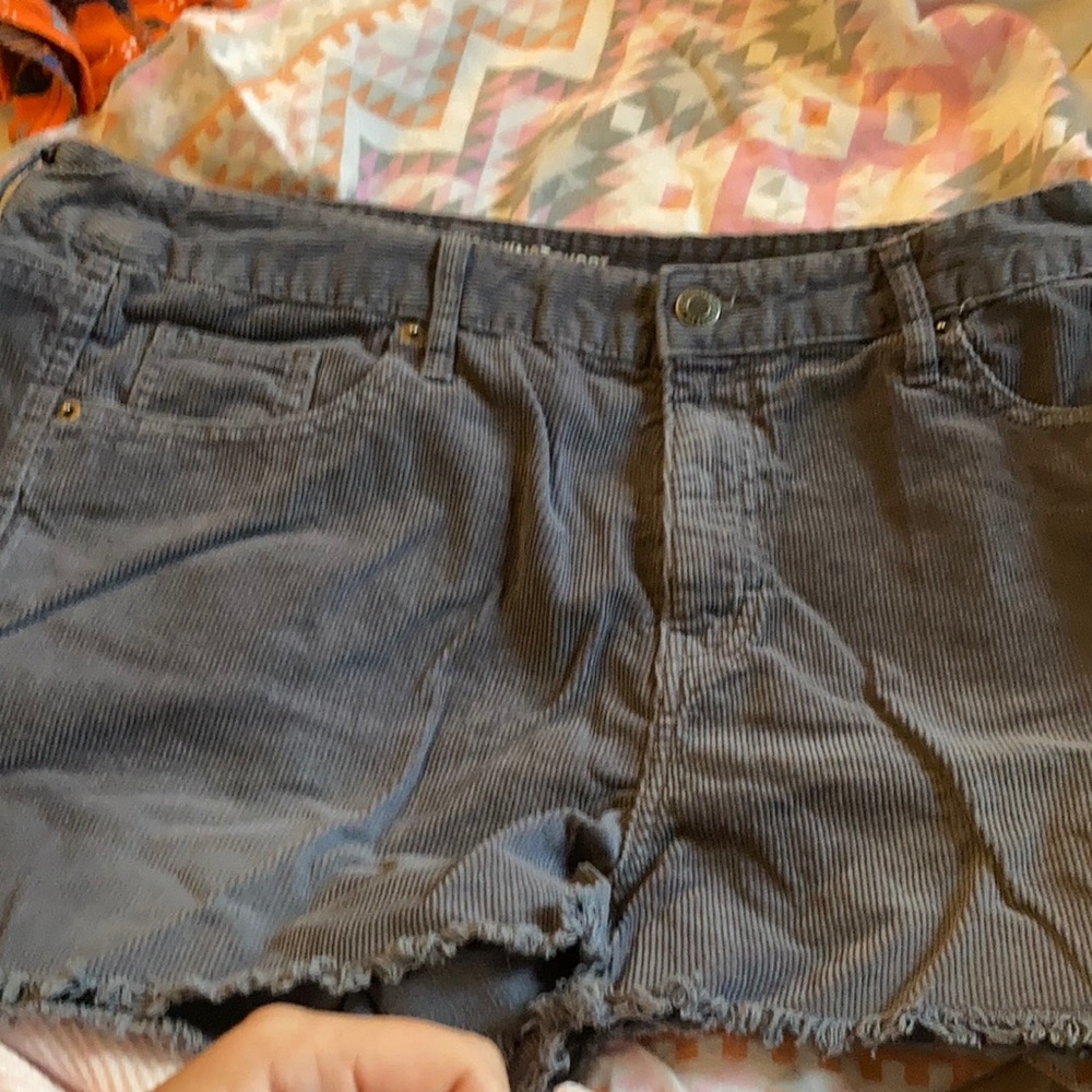 Corduroy shorts with bleach stain